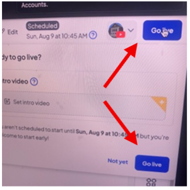 Go Live / End stream buttons