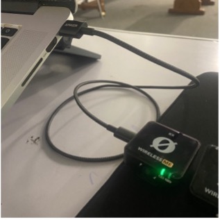 Right side Wireless Me RX plugged into Macbook