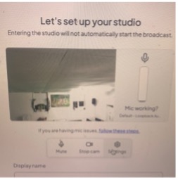 Studio setup settings